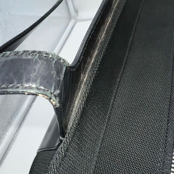 Salvatore Ferragamo Gancini Black Nylon and Patent Leather Shoulder Bag - Picture 11 of 16